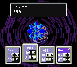 Ice this time. Poo should have the Gamma of PSI Freeze too.  This makes him very useful.